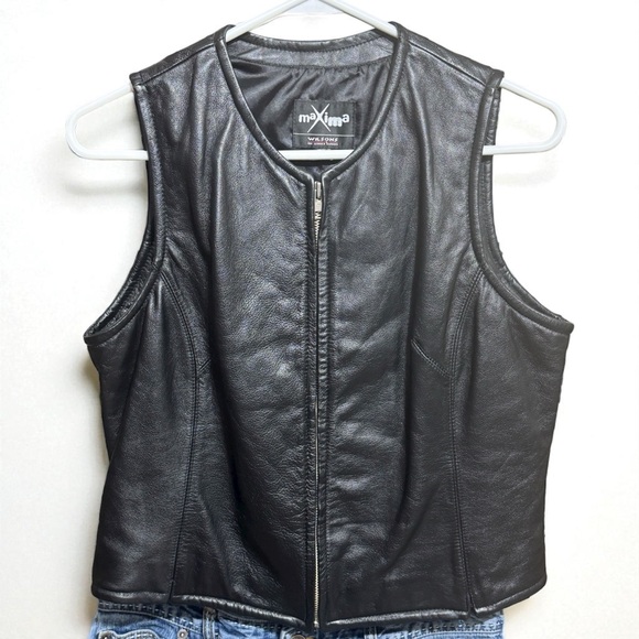 WILSON’S LEATHER Maxima Vintage Leather Vest L 19” p2p Black EUC - Picture 2 of 10